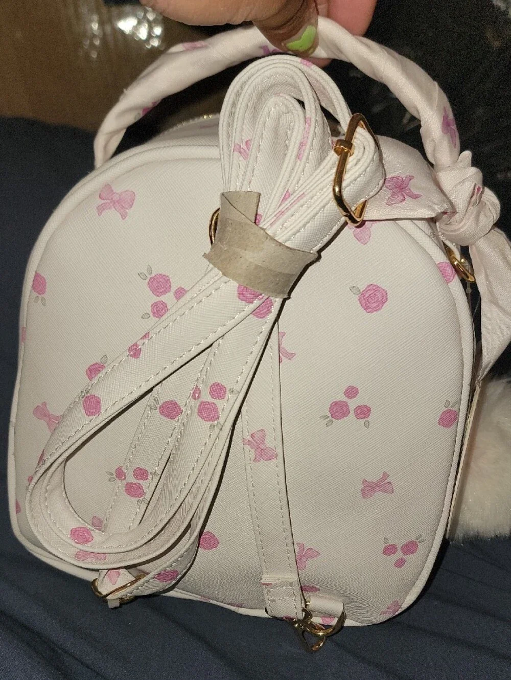 Under One Sky White & Pink Mini Kids Backpack with Gold Bow